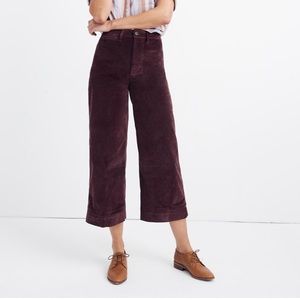 Madewell Emmett Wide-Leg Crop Pant in Velveteen